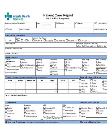 electronic patient care report template